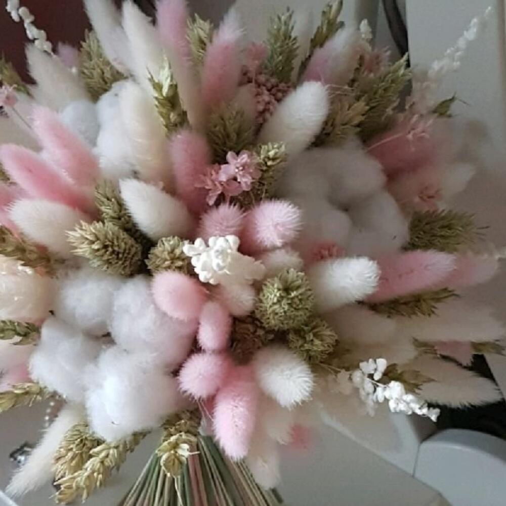 Букет из лагуруса, хлопка и пшеницы