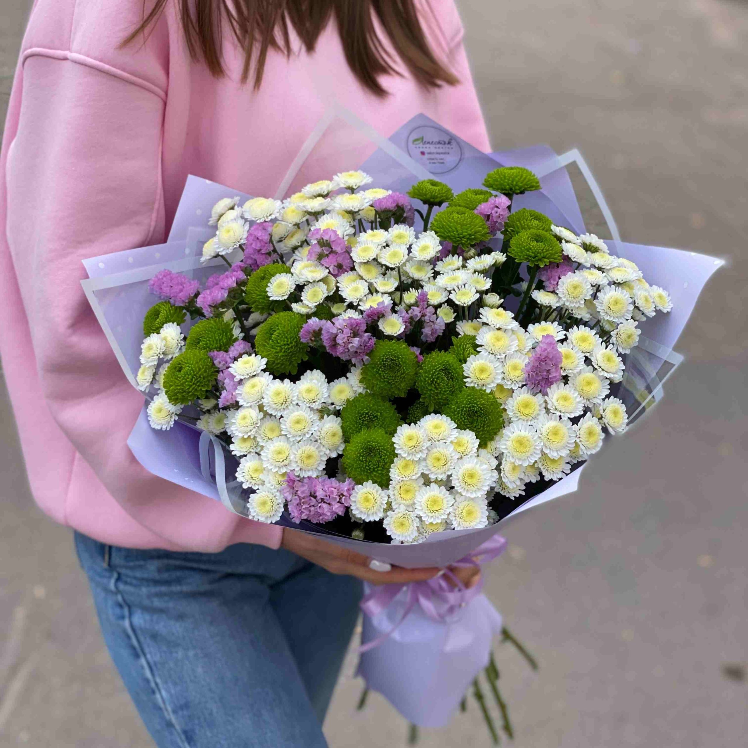 Букет из хризантем Stallion и Feeling Green